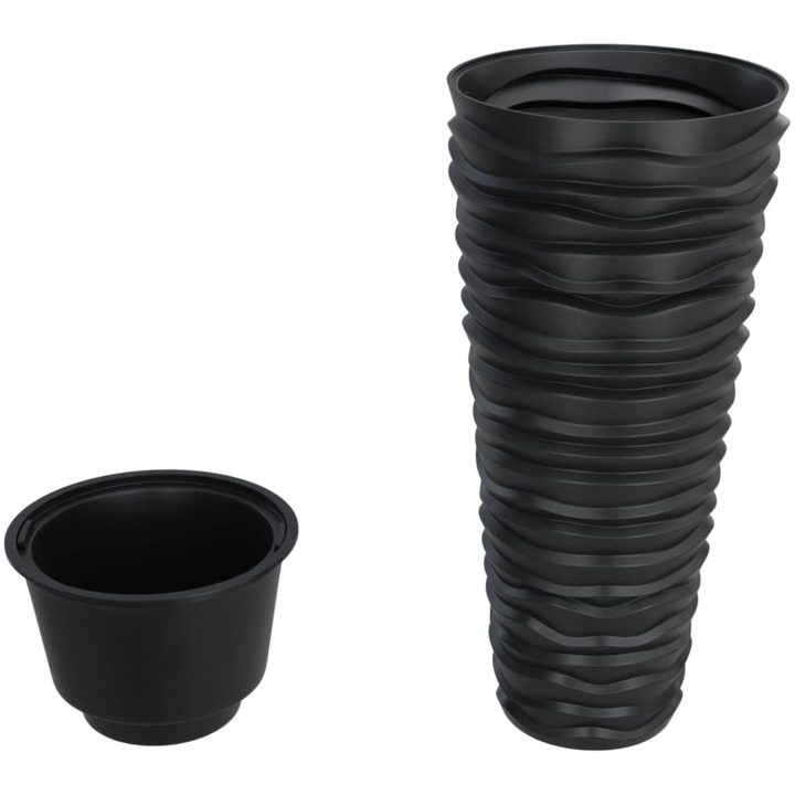 Blomkruka avtagbar insida antracit 18/ PP räfflad vidaXL 45 L – bild 3