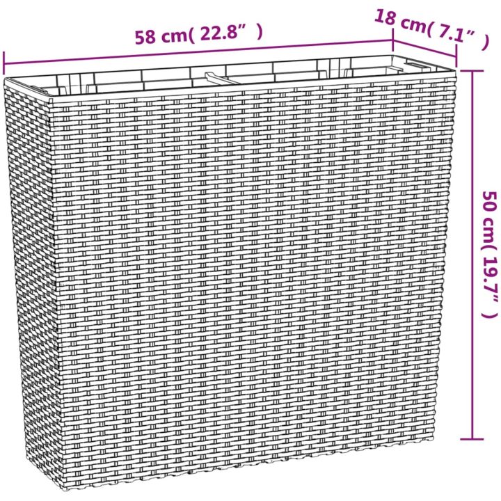 Blomkruka med avtagbar insida antracit 12/44 L PP-rotting vidaXL – bild 8