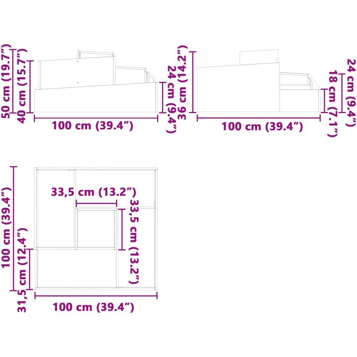 Blomkrukor & Planterare Antracit Plast Stor Metallblomkruka vidaXL 100 x 100 x 50 cm – bild 11