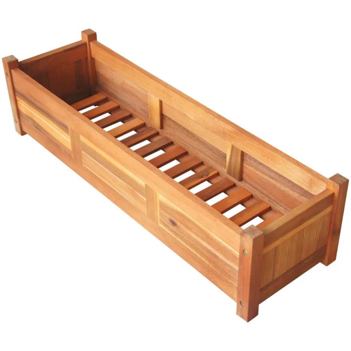Blomlåda upphöjd 2 st akaciaträ vidaXL 100 x 30 x 25 cm – bild 4