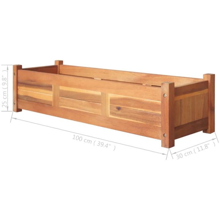 Blomlåda upphöjd 2 st akaciaträ vidaXL 100 x 30 x 25 cm – bild 6