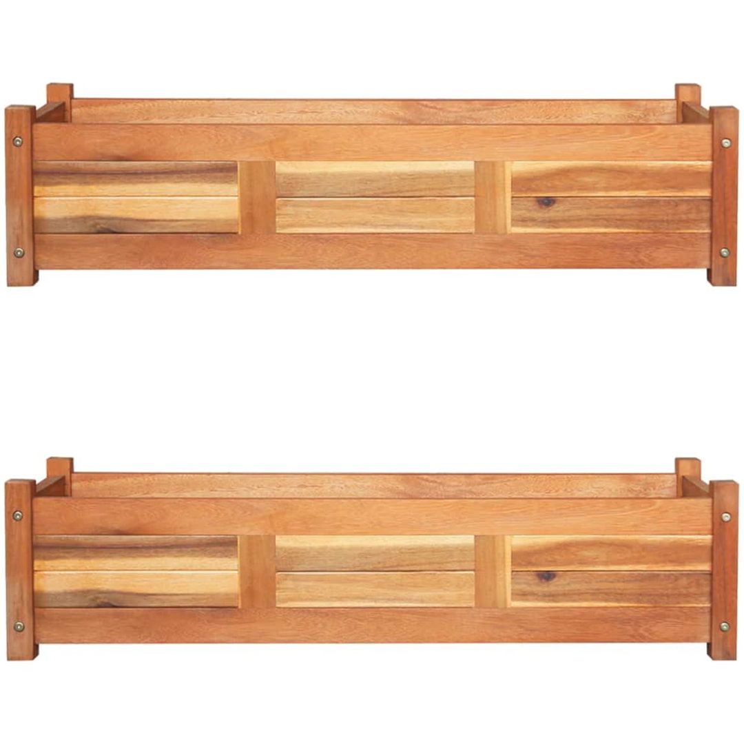 Blomlåda upphöjd 2 st akaciaträ vidaXL 100 x 30 x 25 cm