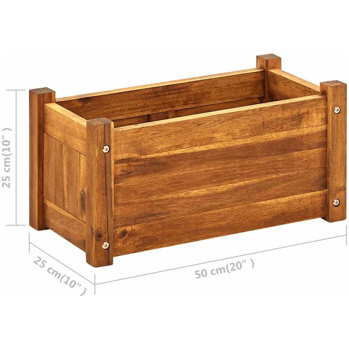 Blomlåda upphöjd akaciaträ vidaXL 50 x 25 x 25 cm – bild 8