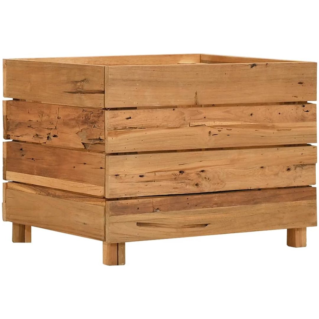 Blomlåda upphöjd återvunnet teakträ och stål vidaXL 50 x 40 x 38 cm – bild 11