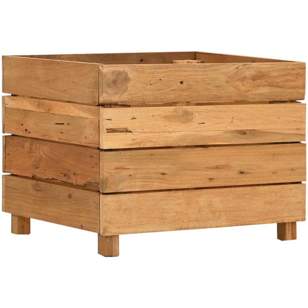 Blomlåda upphöjd återvunnet teakträ och stål vidaXL 50 x 40 x 38 cm – bild 12