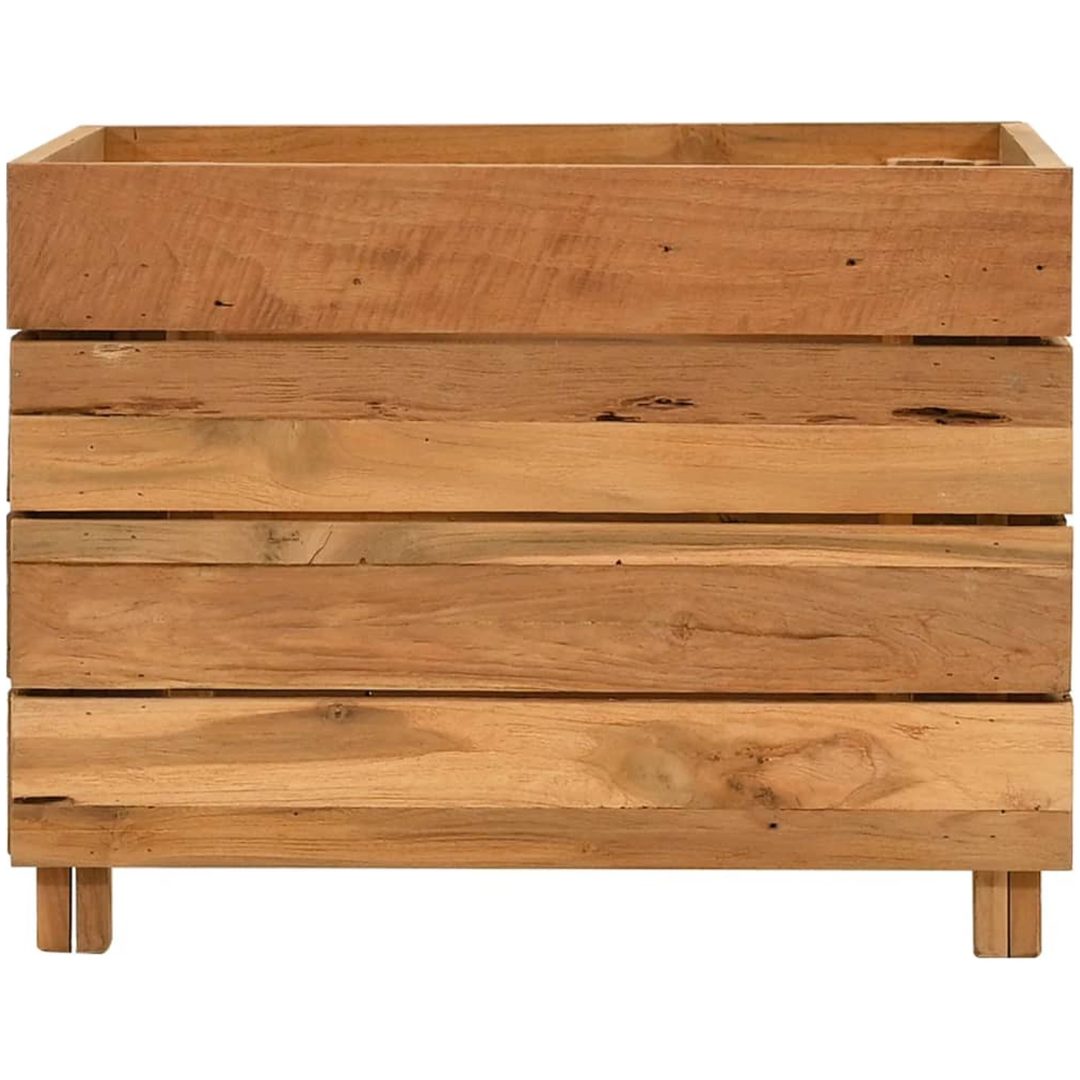 Blomlåda upphöjd återvunnet teakträ och stål vidaXL 50 x 40 x 38 cm – bild 3
