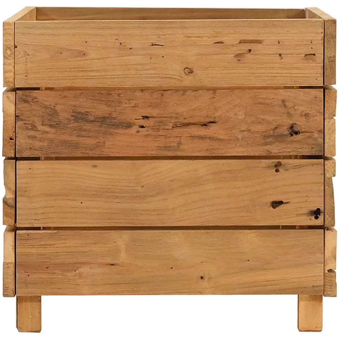 Blomlåda upphöjd återvunnet teakträ och stål vidaXL 50 x 40 x 38 cm – bild 4