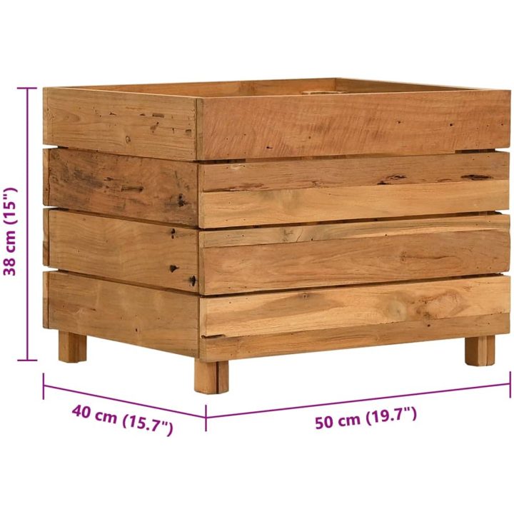 Blomlåda upphöjd återvunnet teakträ och stål vidaXL 50 x 40 x 38 cm – bild 8