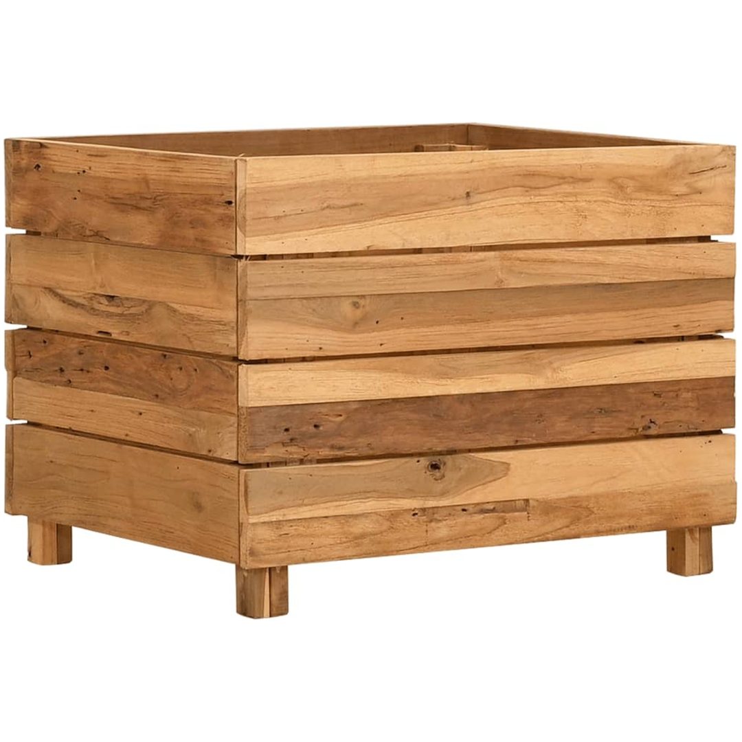 Blomlåda upphöjd återvunnet teakträ och stål vidaXL 50 x 40 x 38 cm – bild 10