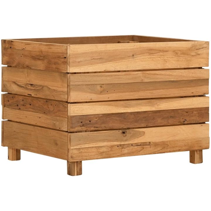Blomlåda upphöjd återvunnet teakträ och stål vidaXL 50 x 40 x 38 cm – bild 10