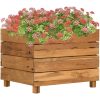 Blomlåda upphöjd återvunnet teakträ och stål vidaXL 50 x 40 x 38 cm – miniatyr 1
