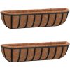 Blomlådor 2 st med kokosfibrer svart stål vidaXL 61 x 19 x 16 cm – miniatyr 2