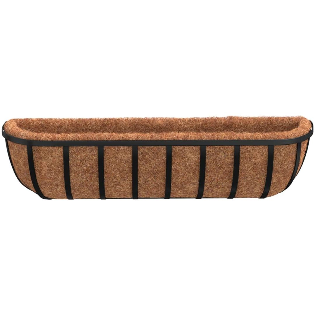 Blomlådor 2 st med kokosfibrer svart stål vidaXL 61 x 19 x 16 cm – bild 4
