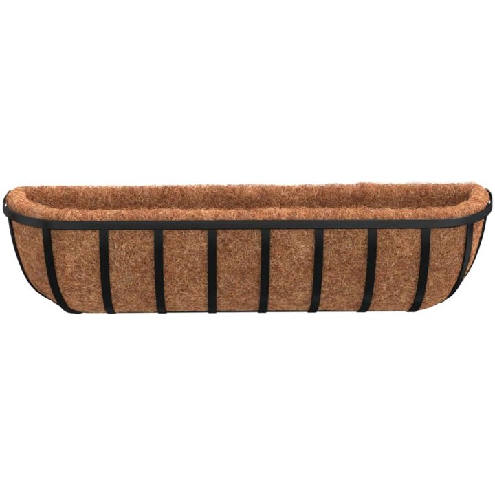 Blomlådor 2 st med kokosfibrer svart stål vidaXL 61 x 19 x 16 cm – bild 4