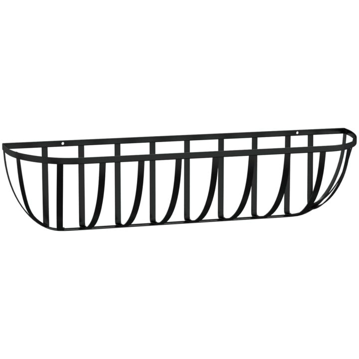 Blomlådor 2 st med kokosfibrer svart stål vidaXL 61 x 19 x 16 cm – bild 5