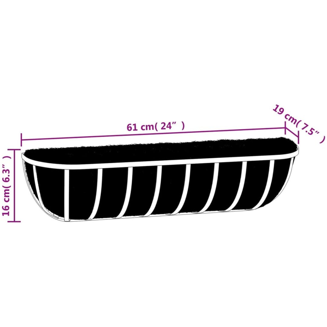Blomlådor 2 st med kokosfibrer svart stål vidaXL 61 x 19 x 16 cm – bild 6