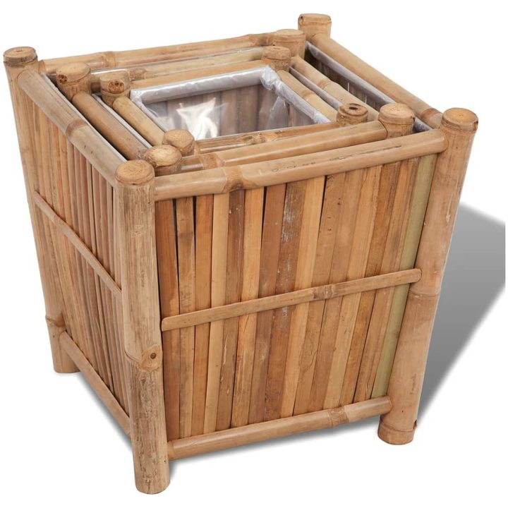 Blomlådor 3 st bambu med nylonfoder vidaXL – bild 3
