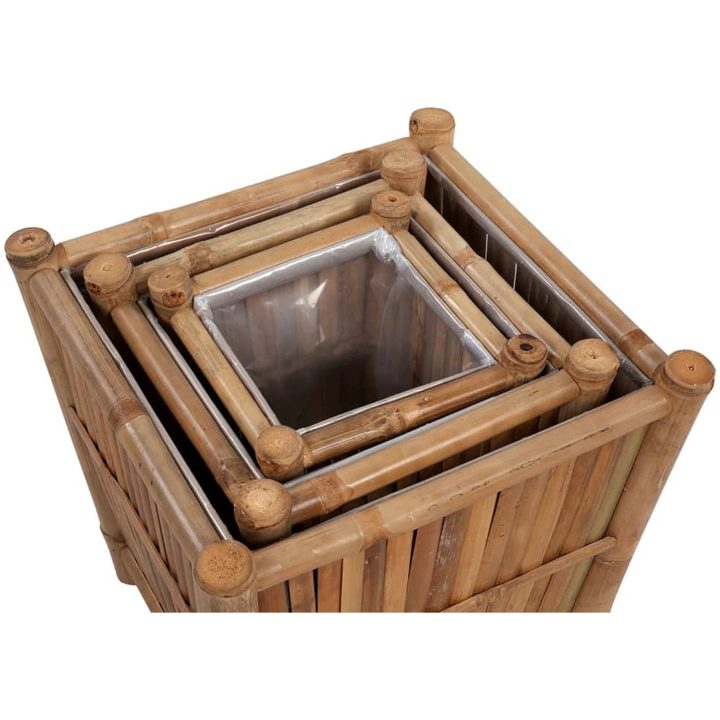 Blomlådor 3 st bambu med nylonfoder vidaXL – bild 4