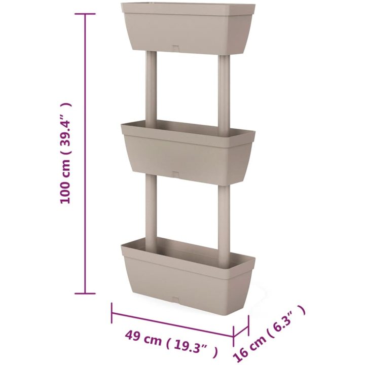 Blomlådor 6 st 100 cm taupe vidaXL – bild 7