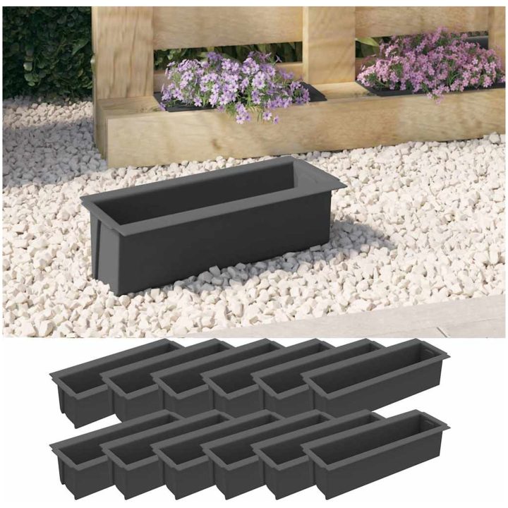 Blomlådor för Europallar 12 st grå 36x13,5x9,5 cm PP vidaXL 36 x 13.5 x 9.5 cm – bild 3
