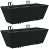 Blomlådor med krokar 2 st svart konstrotting vidaXL 54 x 22 x 18 cm – miniatyr 2