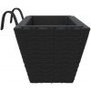 Blomlådor med krokar 2 st svart konstrotting vidaXL 54 x 22 x 18 cm – miniatyr 6