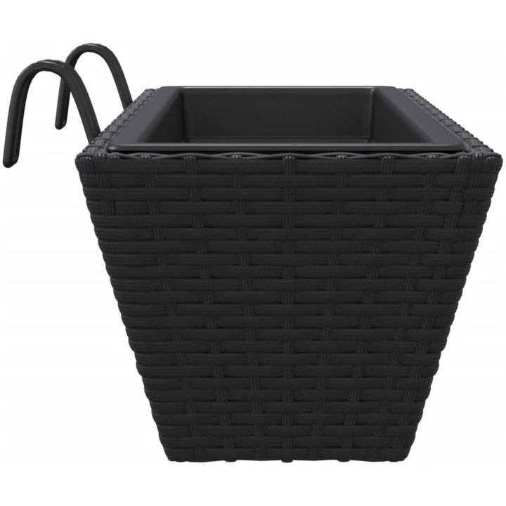 Blomlådor med krokar 2 st svart konstrotting vidaXL 54 x 22 x 18 cm – bild 6