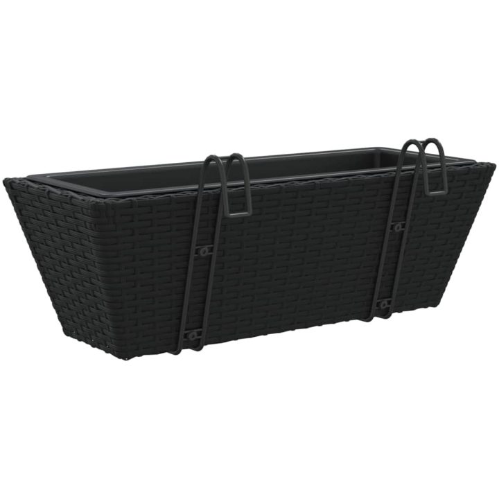 Blomlådor med krokar 2 st svart konstrotting vidaXL 54 x 22 x 18 cm – bild 7