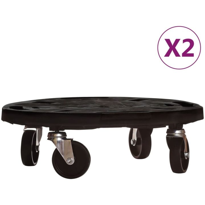 Blomvagnar med hjul 2 st diameter 40 cm svart 275 kg vidaXL – bild 2