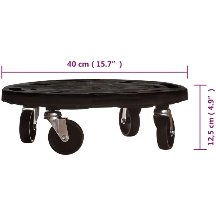 Blomvagnar med hjul 2 st diameter 40 cm svart 275 kg vidaXL – bild 8