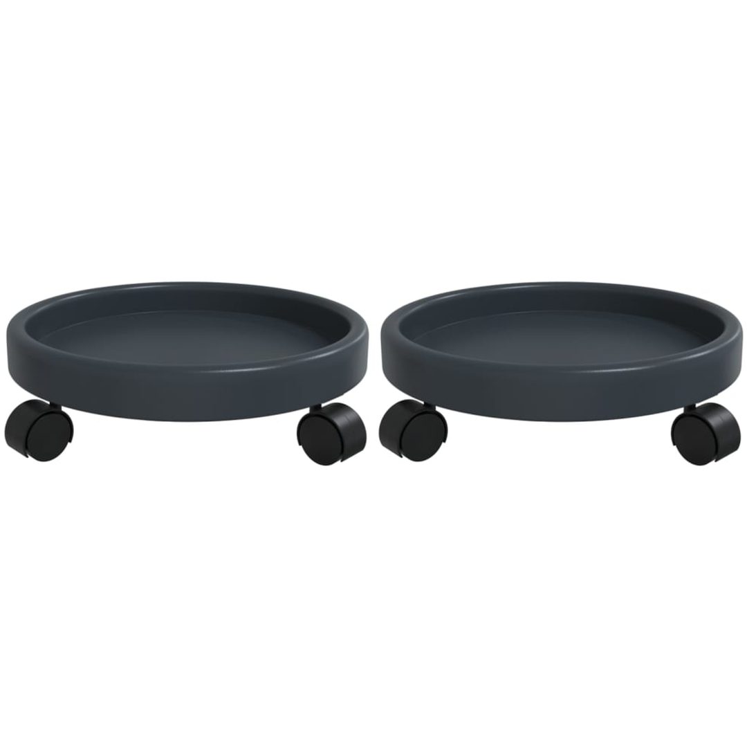 Blomvagnar med hjul 2 st grå diameter 34 cm 35 kg vidaXL – bild 2