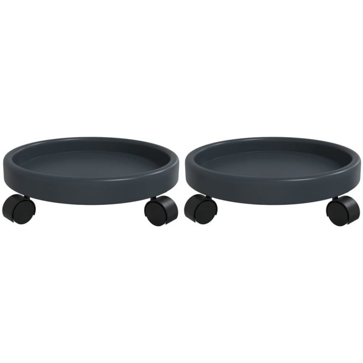 Blomvagnar med hjul 2 st grå diameter 34 cm 35 kg vidaXL – bild 2