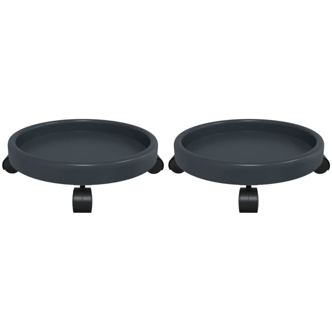 Blomvagnar med hjul 2 st grå diameter 34 cm 35 kg vidaXL – bild 3