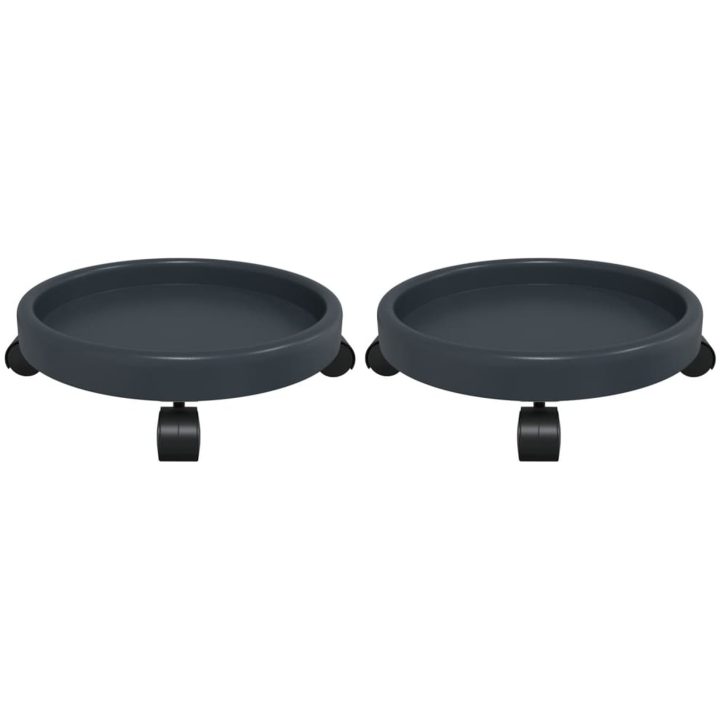 Blomvagnar med hjul 2 st grå diameter 34 cm 35 kg vidaXL – bild 3
