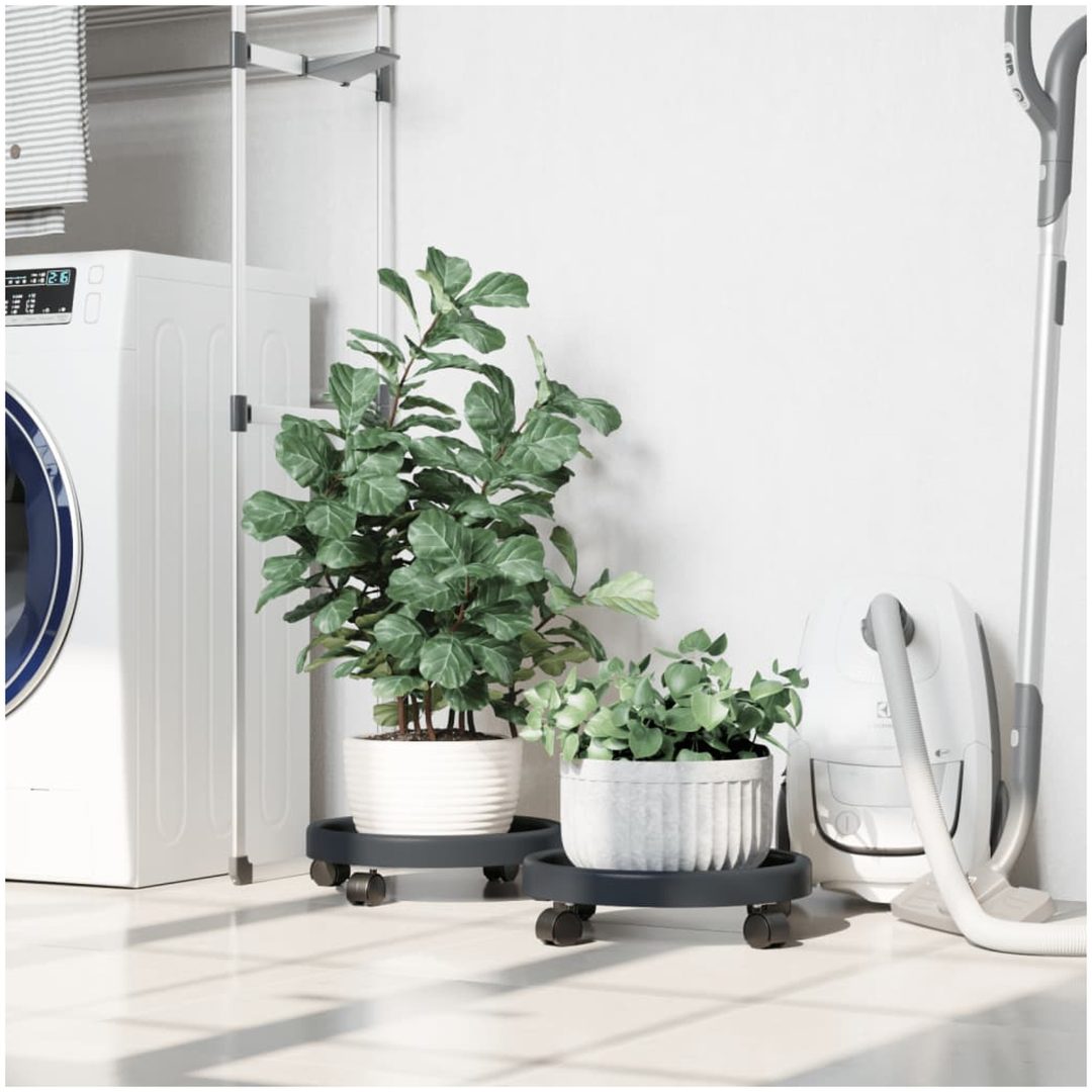 Blomvagnar med hjul 2 st grå diameter 34 cm 35 kg vidaXL