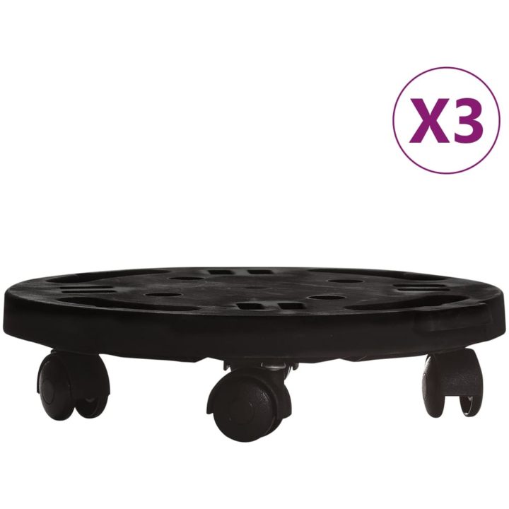 Blomvagnar med hjul 3 st diameter 30 cm svart 170 kg vidaXL – bild 2