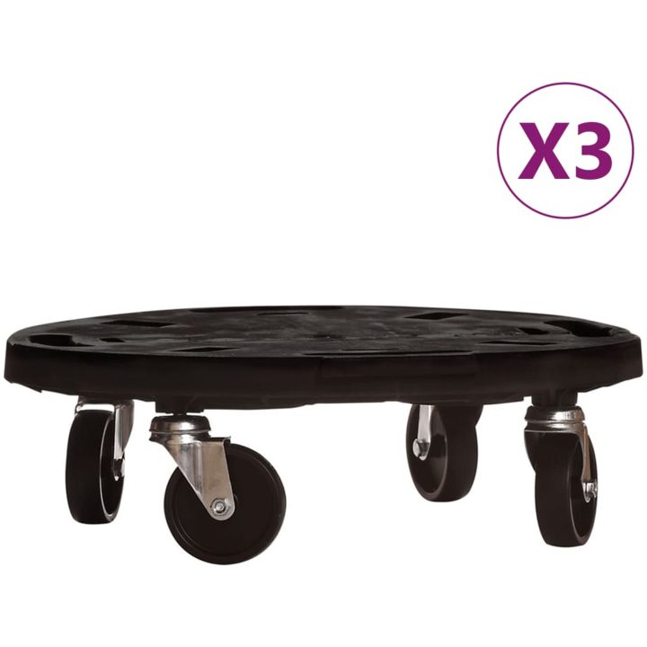 Blomvagnar med hjul 3 st diameter 40 cm svart 275 kg vidaXL – bild 2