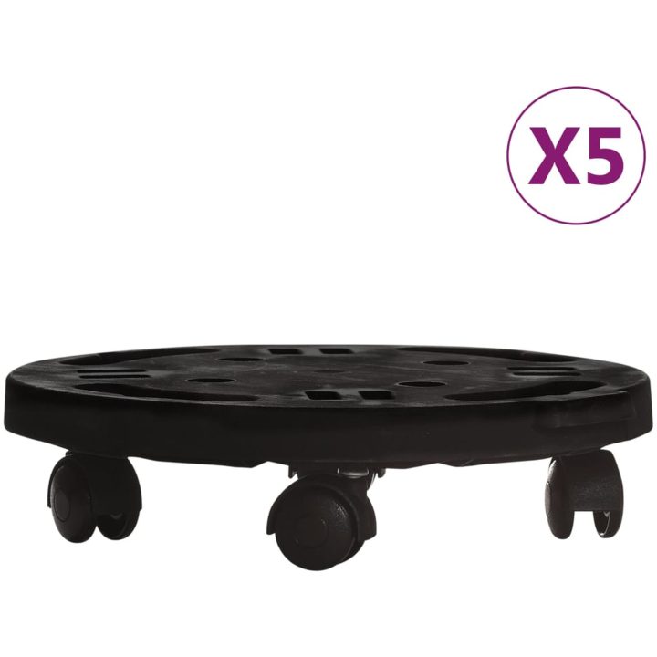 Blomvagnar med hjul 5 st diameter 30 cm svart 170 kg vidaXL – bild 2