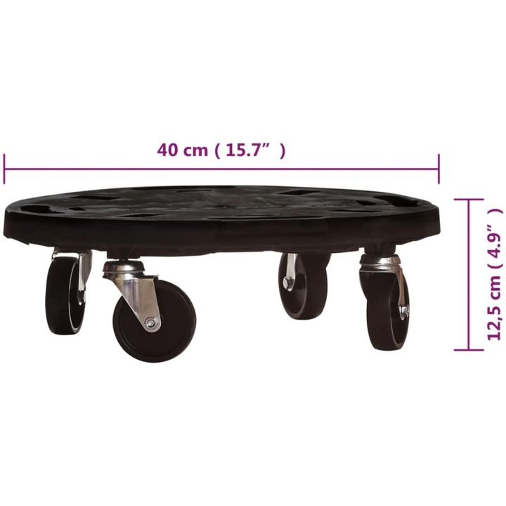 Blomvagnar med hjul 5 st diameter 40 cm svart 275 kg vidaXL – bild 8