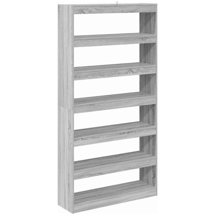 Bokskåp/Divider Svart Ek Tillverkat av trä vidaXL 100 x 30 x 198 cm – bild 7
