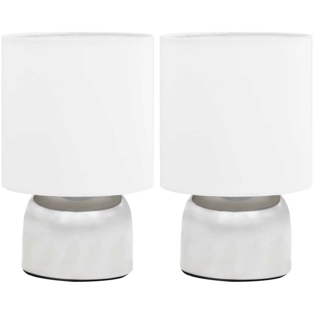Bordslampor 2 st touch-knapp vit E14 vidaXL – bild 2