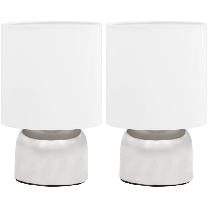Bordslampor 2 st touch-knapp vit E14 vidaXL – bild 2