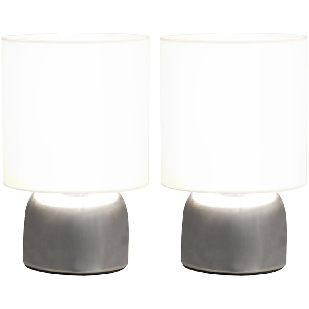 Bordslampor 2 st touch-knapp vit E14 vidaXL – bild 3