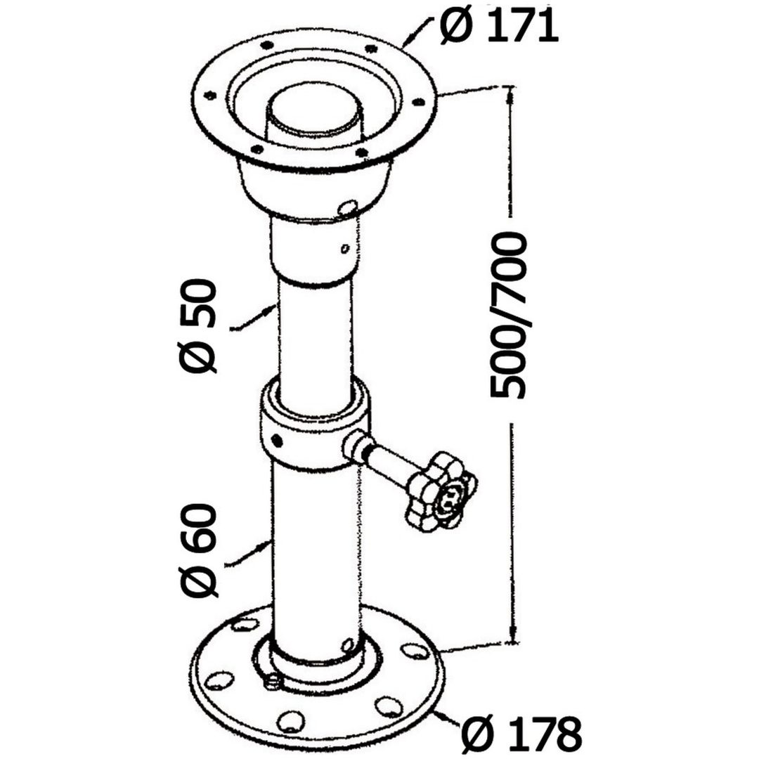 Bordsstativ Teleskopiskt cm Aluminium Osculati – bild 2