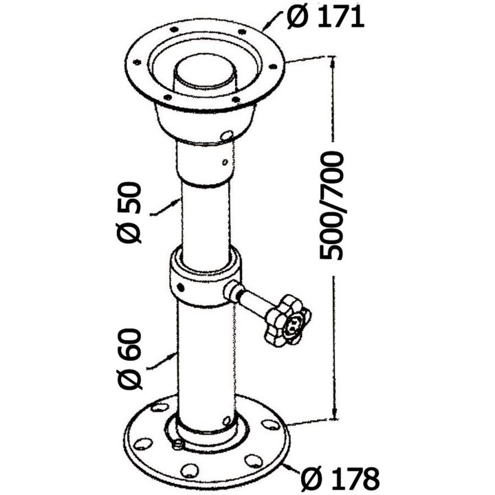 Bordsstativ Teleskopiskt cm Aluminium Osculati – bild 2