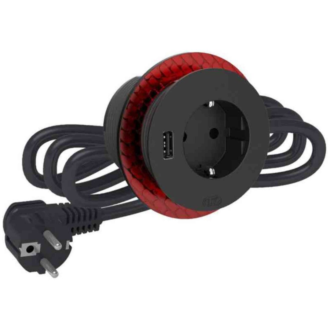 Bordsuttag Schuko 1xUSB Elko