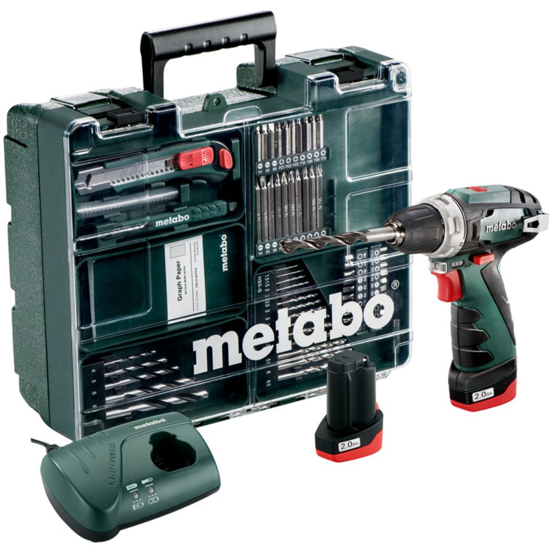 Borrskruvdragare 10,8V PowerMaxx BS Basic Set Med Li-jon Batteri METABO 10,8 V Med Li-jon Batteri