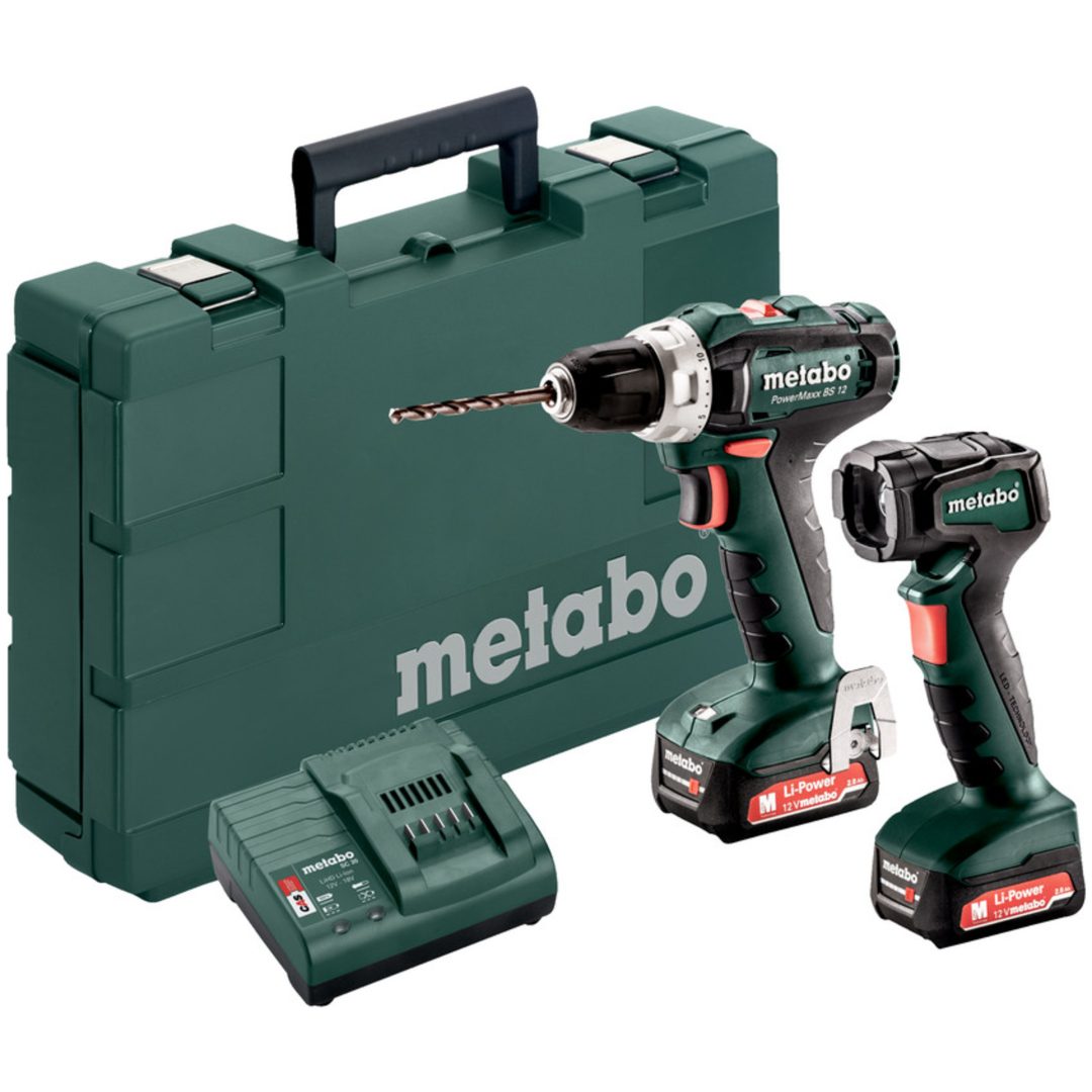 Borrskruvdragare 12V Set PowerMaxx BS 12 Med Li-jon Batteri METABO 12 V Med Li-jon Batteri