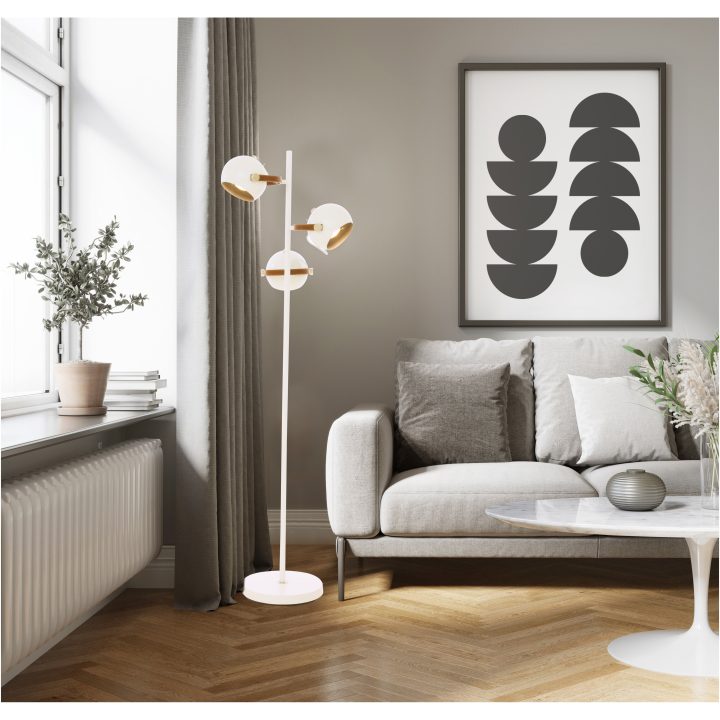 Bow Golvlampa. 3-arm, Vit ANETA HOME Sockel GU10 Vit /Brun /Silver – bild 5