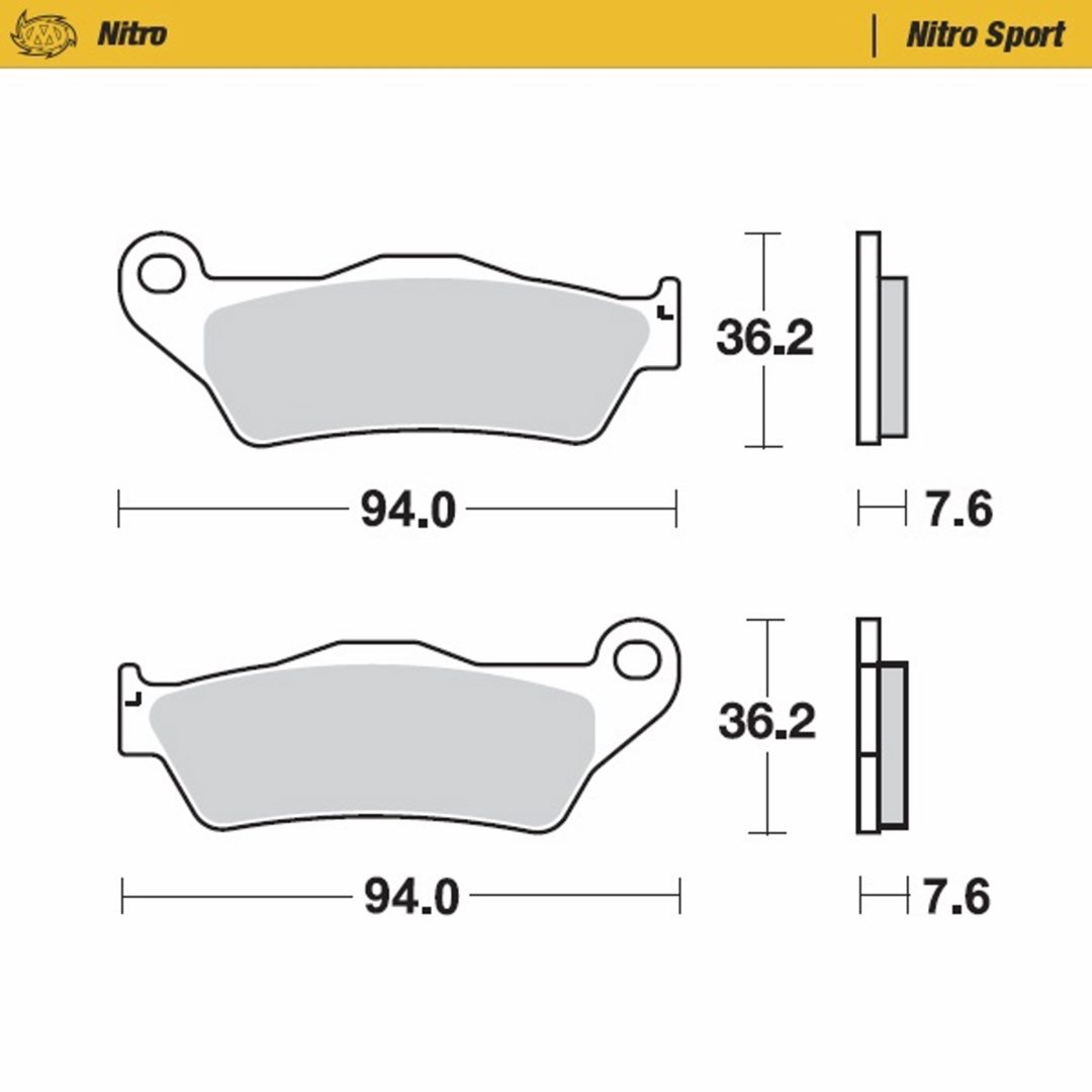 Bromsbelägg FRAM Nitro MOTO-MASTER Nitro RACING Bromsbelägg HVA 125-570, KTM 125-530, Husaberg, TM, Fram